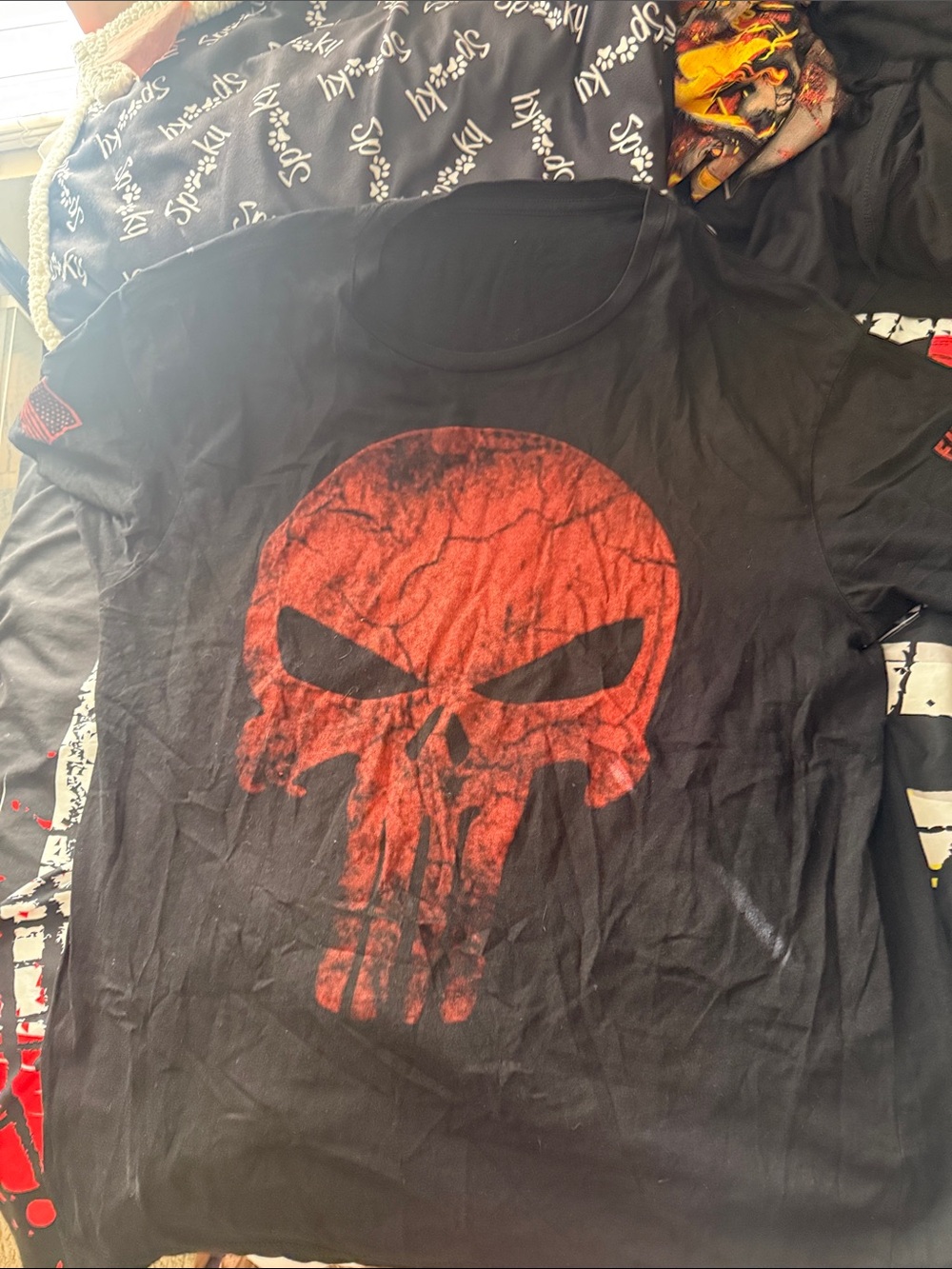 Red punisher skull shirt